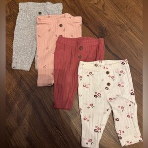 Charming Kids Leggings Set of 4 - Pink, Red, Gray, and Cream